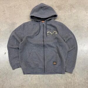 Realtree‎ Y2K Grey Black Camo Full Zip Hoodie Men's Size M